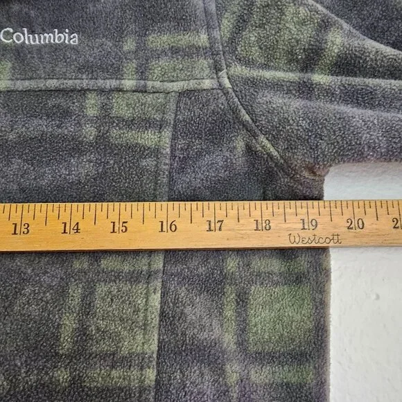Columbia Kids Youth Full-Zip Plaid Fleece Jacket Size XL 18/20 Gray & Green EUC - Picture 4 of 11